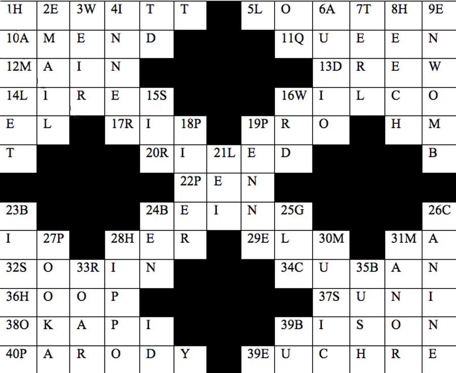 April 29 crossword answer key. 