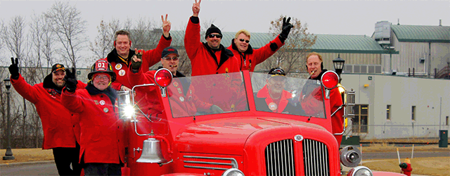 The Vulcan Krewe of St. Paul riding their iconic engine. Watch out as they try to take over the Winter Carnival!