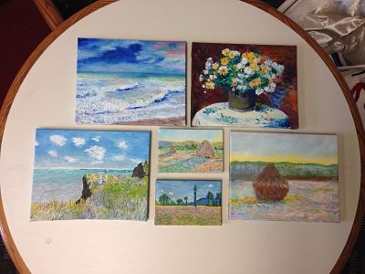 These replica Renoir and Matisse paintings were created for the Lifecycle of a Painting J-term, which paired art with chemistry. 