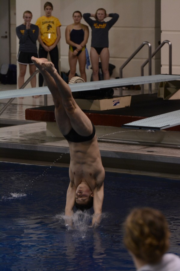 The Dare Diver Skiah Garde Garica dives in the pool at the Jean Freeman Aquatic Center at the University of Minnesota during the MIAC Championships.