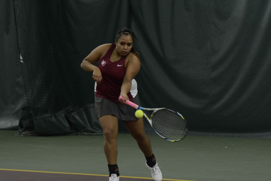 Senior Shamara Duwearatchi quick on her feet at Baseline Tennis Center Arena at the University of Minnesota.