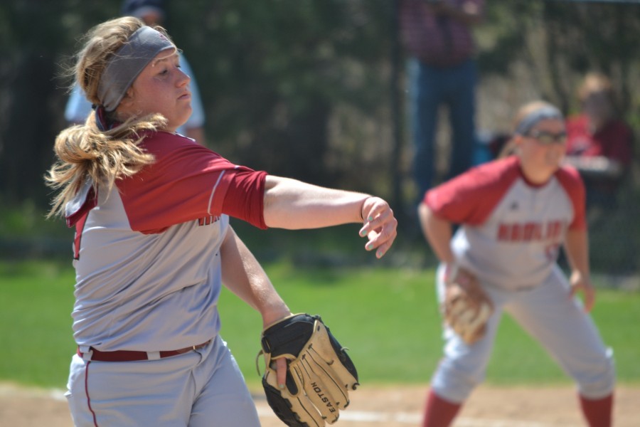 Delivering the pitch is sophomore pitcher Casey Anderson on May 2, 2015.
