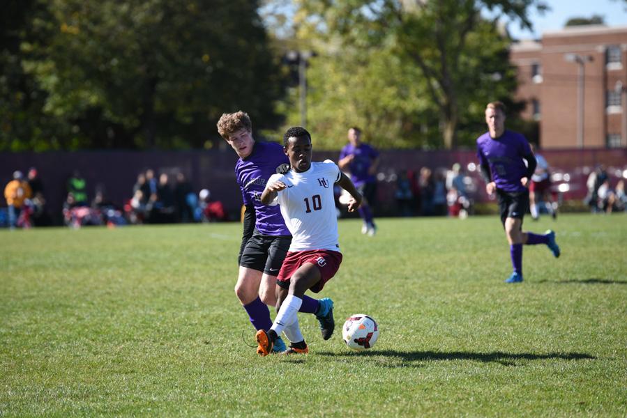 Abbai Habte pushes forward in the early minutes against the Tommies on Saturda, Oct. 3.