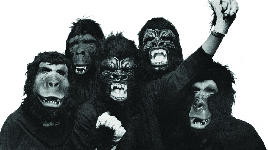 Photo Source | The Guerrilla girls The Guerrilla Girls pictured in gorilla masks, which started after being mistaken for “Gorilla Girls” and are used for animinity.
