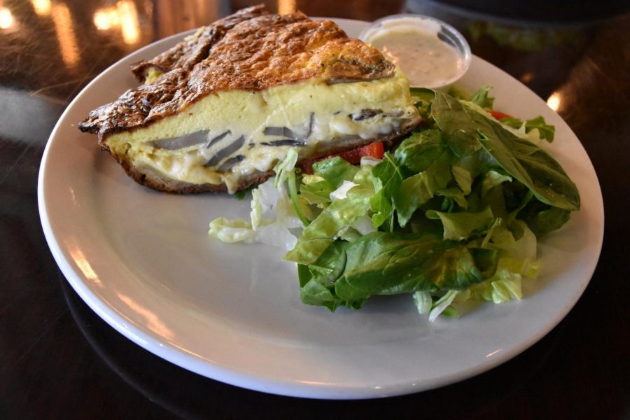 One of Finnish Bistro’s quiche many options with mushrooms and swiss. 