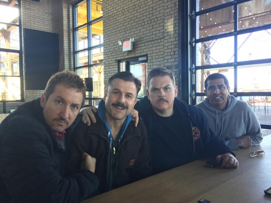 Preceding the roundtable discussion, four of the five “Super Troopers”- Paul Soter, Steve Lemme, Kevin Heffernan and Jay Chandrasekhar pose for a picture.