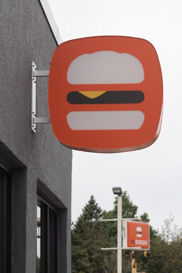 MyBurger signage brightly greets passerbys on Snelling and Grand Avenue.