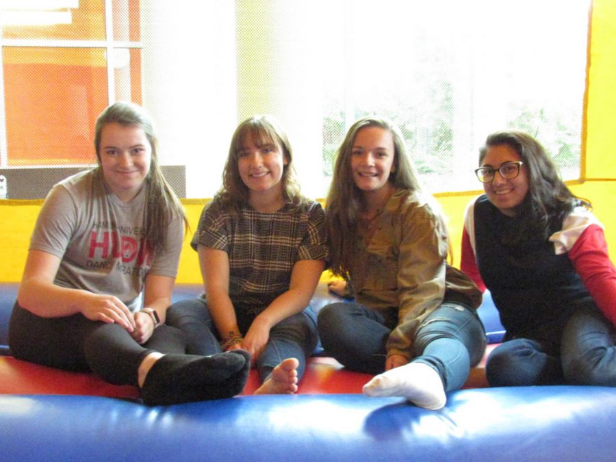 Sophomore Alex Pick, first-years Danielle Franke, Emily Kettering and Nidhi Jariwala, were among the first to jump.