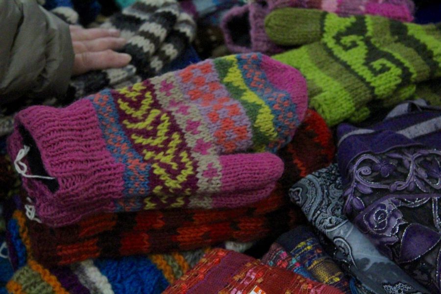 Homemade mittens in a variety of patterns and color were for sale at Saturday’s Artisan Festival.