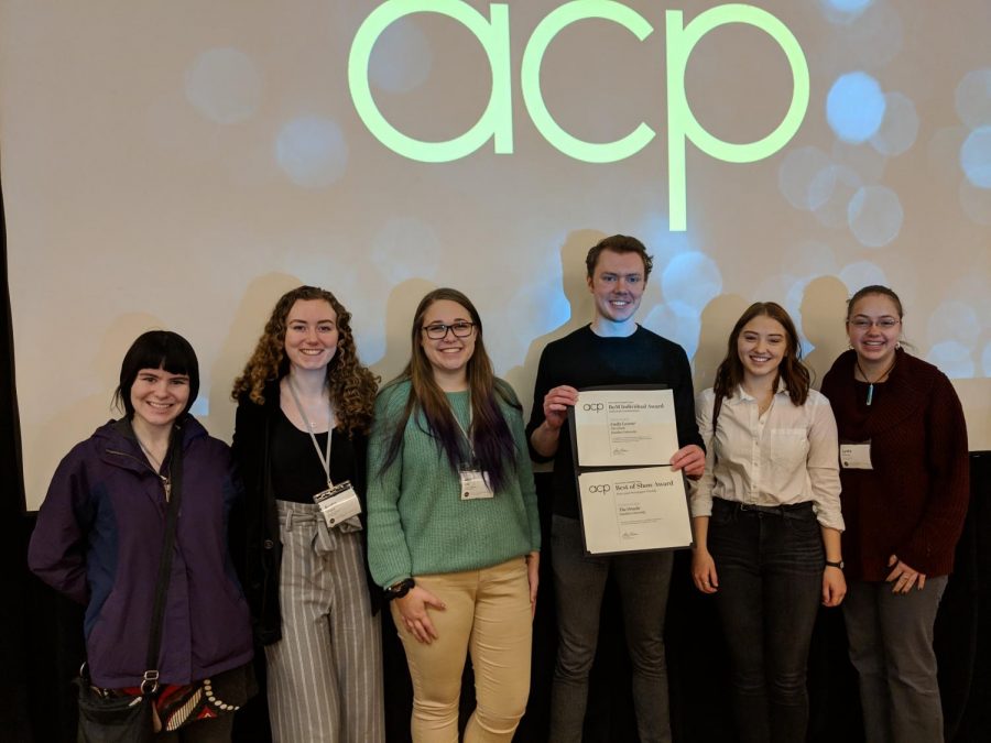 Oracle staff from left Kelly Holm, Audra Grigus, Ally Gall, Karl Bjornerud, Emma Hamilton and Lydia Hansen at the ACP Best of the Midwest conference on Sunday, February 17.