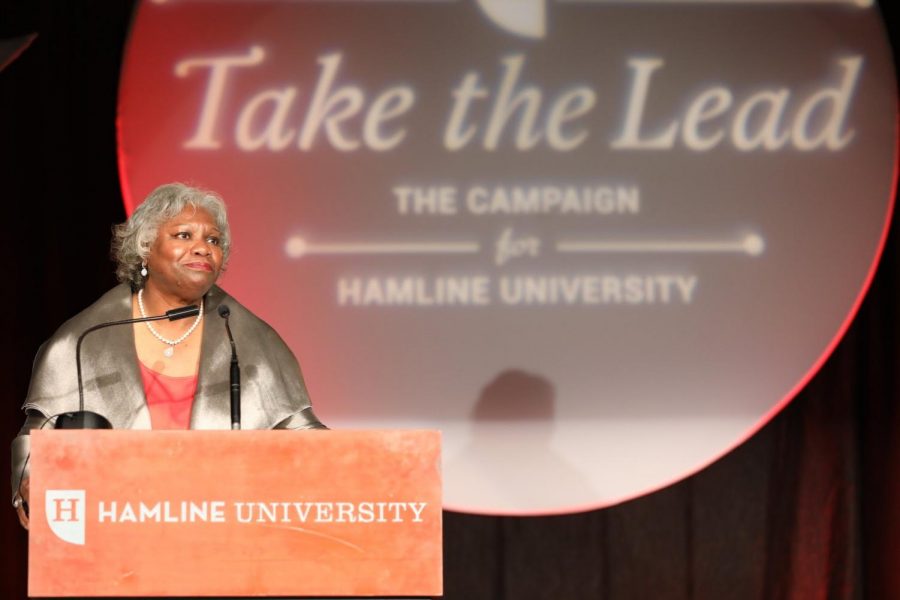 President Fayneese Miller announced the Take The Lead fundraising campaign had already raised $50 million of its $110 million goal at the President’s Circle Dinner on Oct. 10, 2019. Fundraising informally began when Miller became president in 2015.
