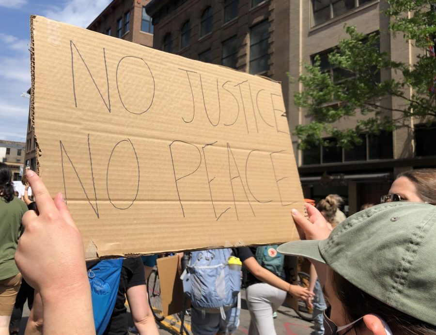 “No justice, no peace” is one of many popular chants used by protesters in the wake of George Floyd’s death. The slogan has a long history of being used in response to racial violence. 