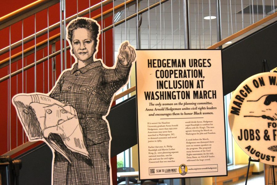 A display set up by Hedgeman Center student workers showcased Anna Arnold Hedgeman’s many contributions to the Civil Right movement.