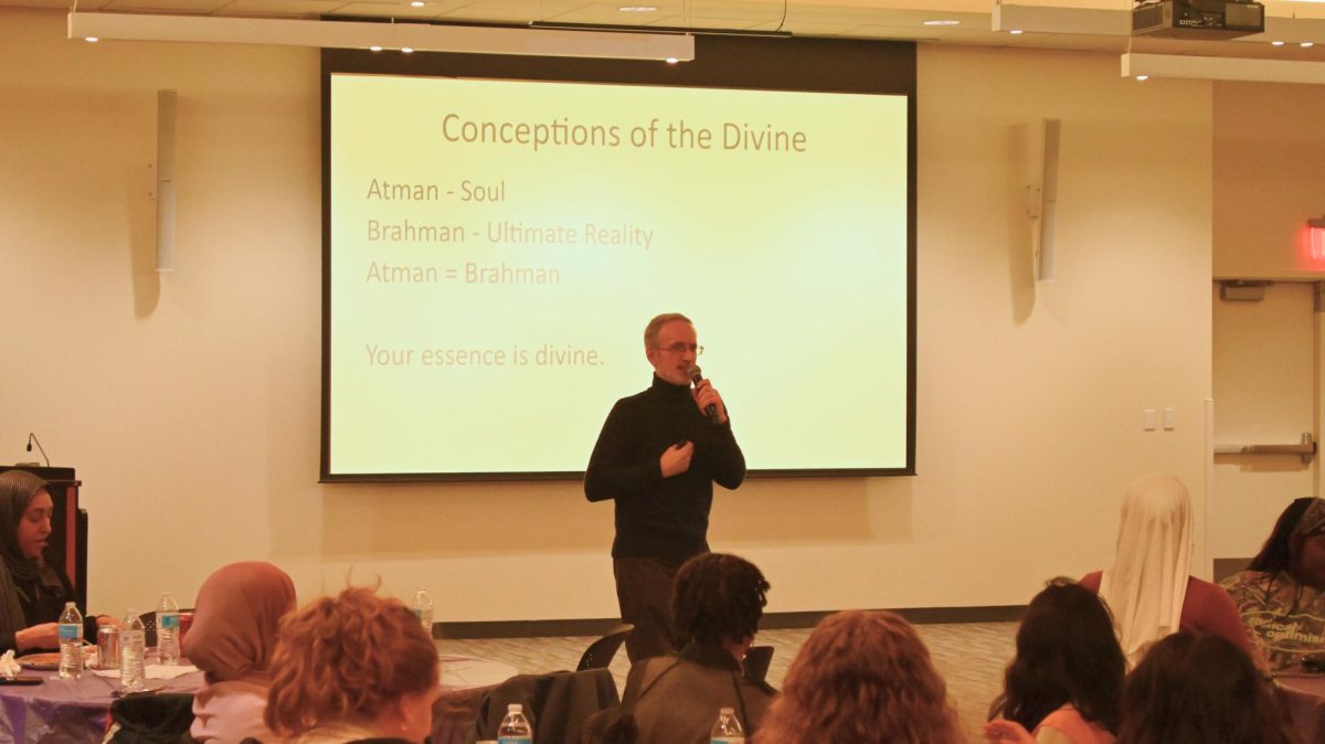 Accompanying a lovely dinner, Professor Chair in the Department of Religion, Mark Berkson, gave a presentation covering many aspects and intersectionality of religions found in South Asia.